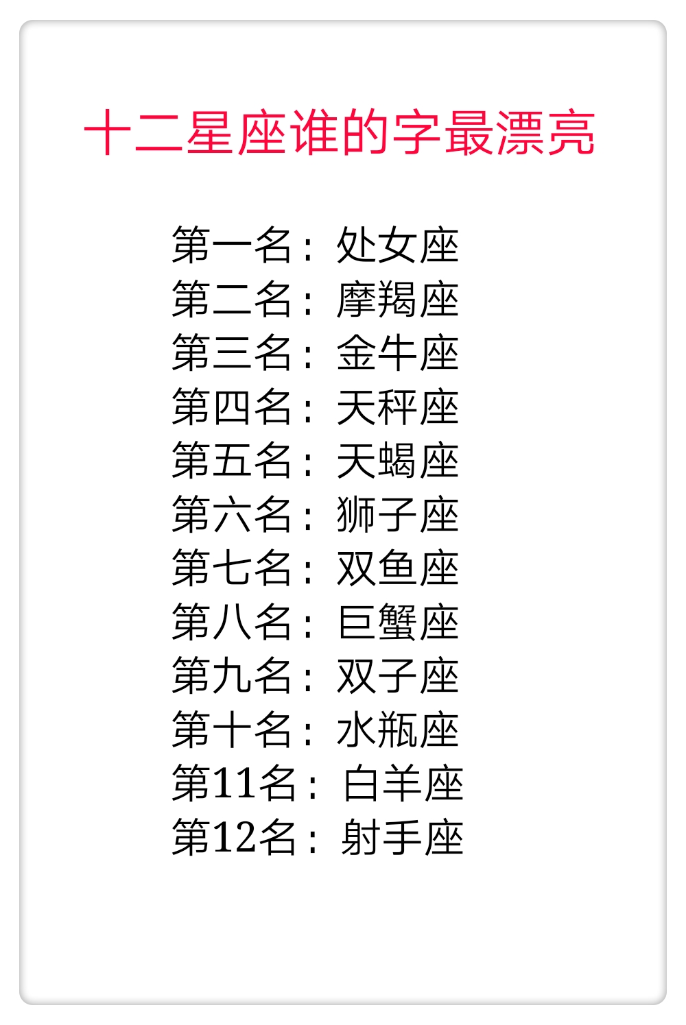 十二星座谁的字最漂亮